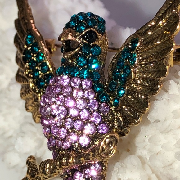 NEW! Rhinestone Tropical Bird  Brooch/Pin - Picture 3 of 6